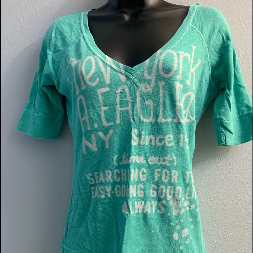 American eagle 🦅 aqua quarter sleeve top guc size med